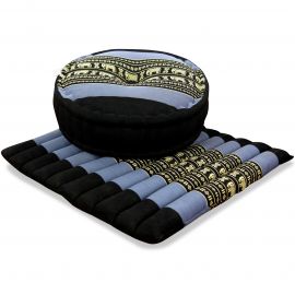 Kapok Meditationskissen Set L (Blau/Elefanten)