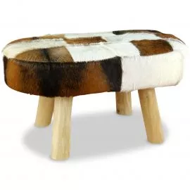 Ziegenfell Sitzbank, oval, braun-wei, aus Java (Indonesien)