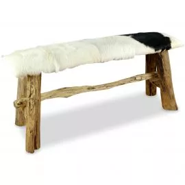 Ziegenfell Sitzbank, schwarz-wei, aus Java (Indonesien)