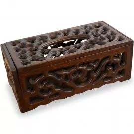 Asiatische  Taschentcherbox  mit Schnitzereien