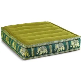 Kapok Bodensitzkissen, Deluxe (Gr�n/Elefanten Seide)