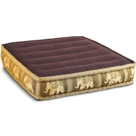 Kapok Bodensitzkissen, Deluxe (Braun/Gold/Elefanten Seide)