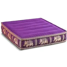 Kapok Bodensitzkissen, Deluxe (Lila/Elefanten Seide)