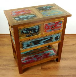 Java Teakholz-Kommode aus recyceltem, bunten Boots