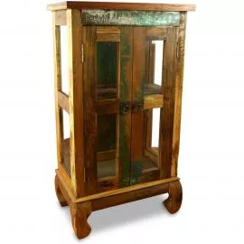 Java Teakholz-Vitrine aus recyceltem, bunten Bootsholz,  Nr.319