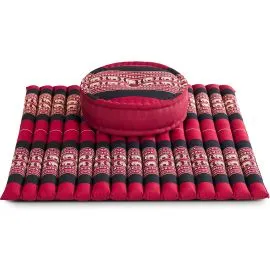 Kapok Meditationskissen Set XL (Rot/Elefanten)