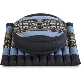 Kapok Meditationskissen Set L (Blau/Elefanten)