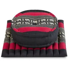 Kapok Meditationskissen Set L (Schwarz/Elefanten)