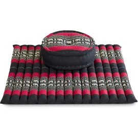 Kapok Meditationskissen Set XL (Schwarz/Elefanten)
