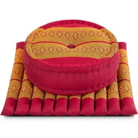Kapok Meditationskissen Set L (Rot/Gelb)