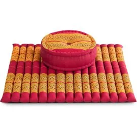 Kapok Meditationskissen Set XL (Rot/Gelb)