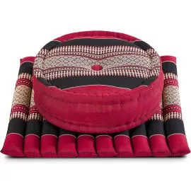 Kapok Meditationskissen Set L (Rot/Schwarz)