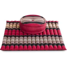 Kapok Meditationskissen Set XL (Rot/Schwarz)