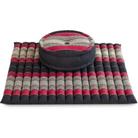 Kapok Meditationskissen Set XL (Schwarz/Rot)