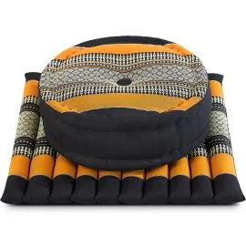 Kapok Meditationskissen Set L (Schwarz/Orange)