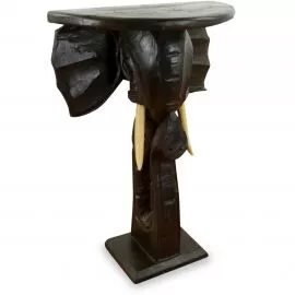 Schwarzer, halbrunder Elefanten Beistelltisch aus Bali, Nr.04