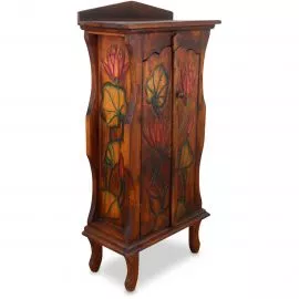 Kleiner, mit Blumen verzierter 2-triger Schrank aus Bali, Nr. 200