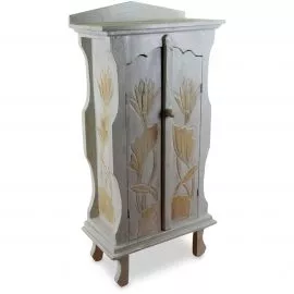 Kleiner, mit Blumen verzierter 2 triger Schrank aus Bali, Nr.201