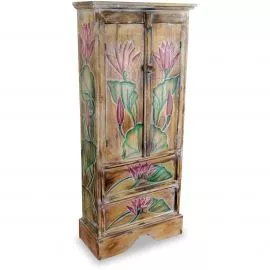 Naturfarbener, 2 triger Schrank mit 2 Schubladen aus Bali, Nr.205