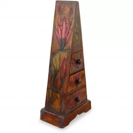 Schubladenkommode „Pyramide“ aus Bali, 50 cm hoch (Braun)