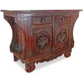 Teak-Anrichte aus altem, dunklen recyceltem Teakholz aus Java, Nr.235