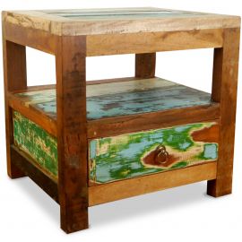 Java Teakholz-Nachttisch aus recyceltem, bunten Bootsholz,  Nr.316