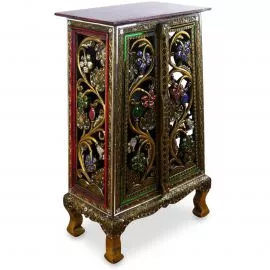 Asiatischer Schrank mit Blumenmuster und Glasmosaik, Nr.36