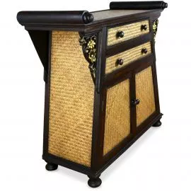 Asiatischer Massivholzschrank mit Rattan verziert, Nr.4