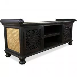 Asiatisches Rattansideboard mit 2 Tren Blumenschnitzerei Nr.5