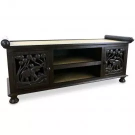 Asiatisches Rattansideboard mit 2 Tren Elefantenschnitzerei   Nr.88