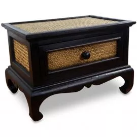 Opiumtisch aus Holz und Rattan