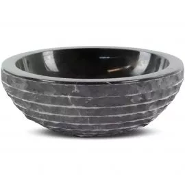 Waschbecken aus Marmor, rund, schwarz, Bali (Indonesien)