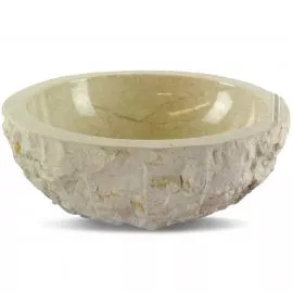 Waschbecken aus Marmor, rund, creme, Bali (Indonesien)