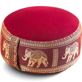 Kapok Zafukissen klein, Deluxe (Rot/Elefanten Seide)