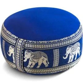 Kapok Zafukissen klein, Deluxe (Blau/Elefanten Seide)