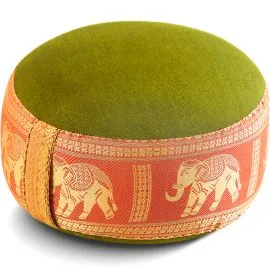Kapok Zafukissen klein, Deluxe (Gr�n/Orange/Elefanten Seide)