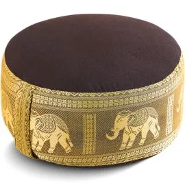 Kapok Zafukissen klein, Deluxe (Braun/Gold/Elefanten Seide)