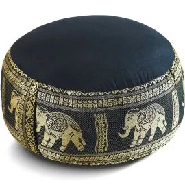 Kapok Zafukissen klein, Deluxe (Schwarz/Elefanten Seide)