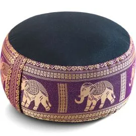 Kapok Zafukissen klein, Deluxe (Schwarz/Lila/Elefanten Seide)