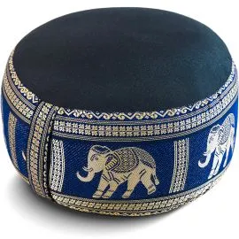 Kapok Zafukissen klein, Deluxe (Schwarz/Blau/Elefanten Seide)