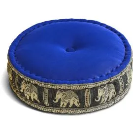 Kapok Zafukissen gro�, Deluxe (Blau/Schwarz/Elefanten Seide)