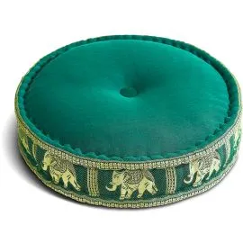 Kapok Zafukissen gro�, Deluxe (Dunkelgr�n/Elefanten Seide)