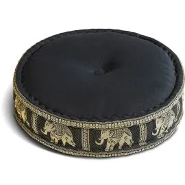 Kapok Zafukissen gro�, Deluxe (Schwarz/Elefanten Seide)
